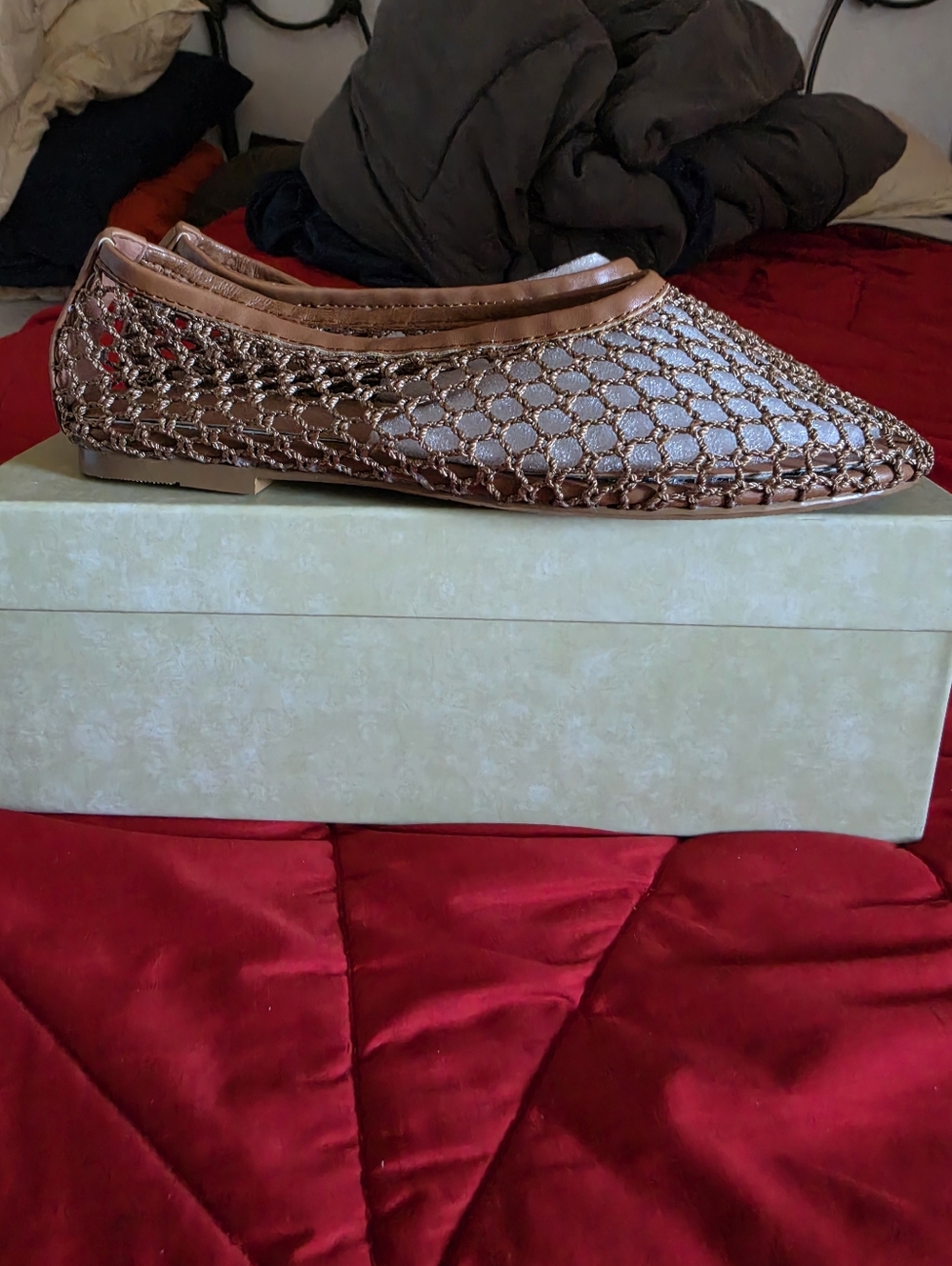 Sovanyou FIRE! NIB! Slip-on Mesh Ballet Flats in Brown. Sz 7.5 R2S!! - Picture 7 of 15